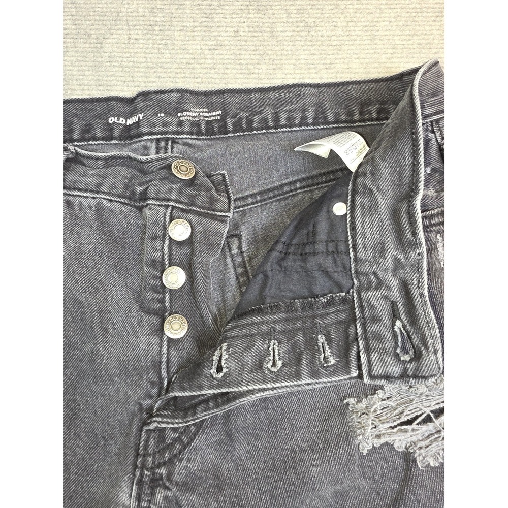 Old Navy Straight LegvWomens Size 12 High Rise Button Fly Distressed Jeans - Picture 5 of 12